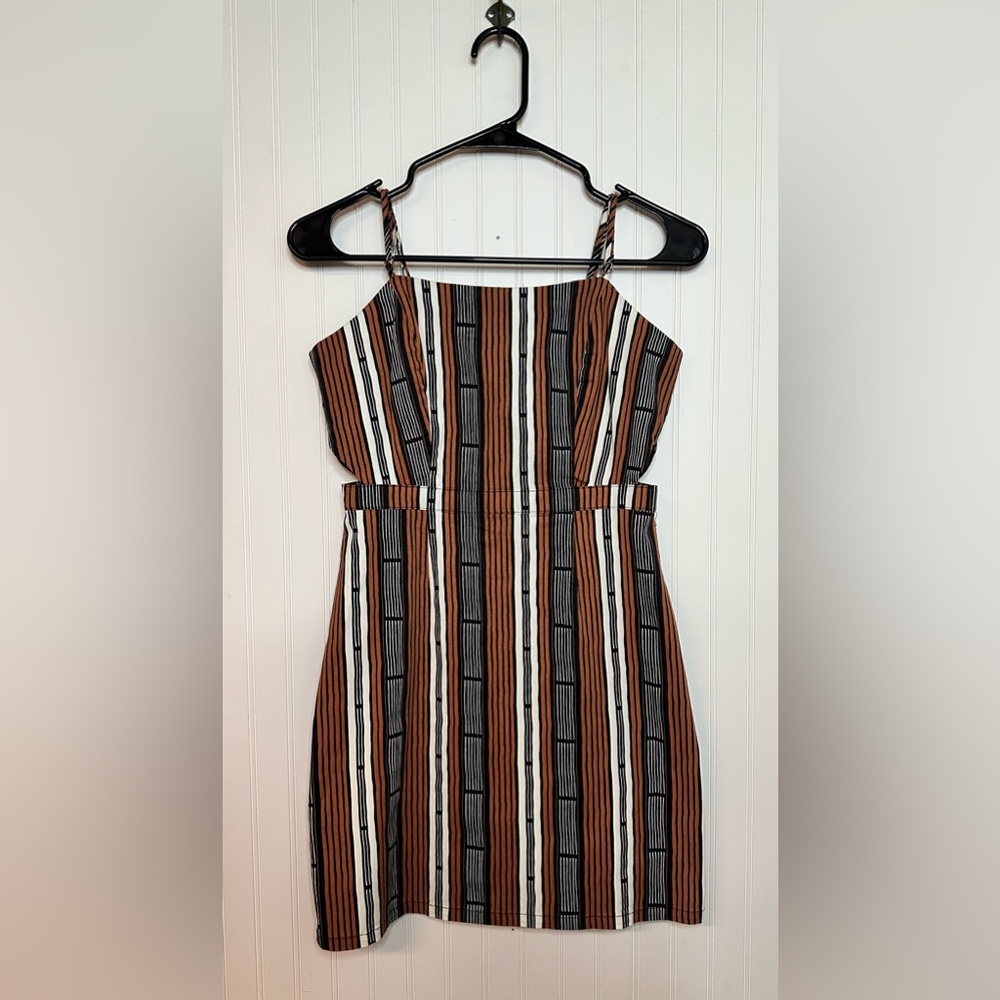 Forever 21 Brown and White Striped Mini Dress